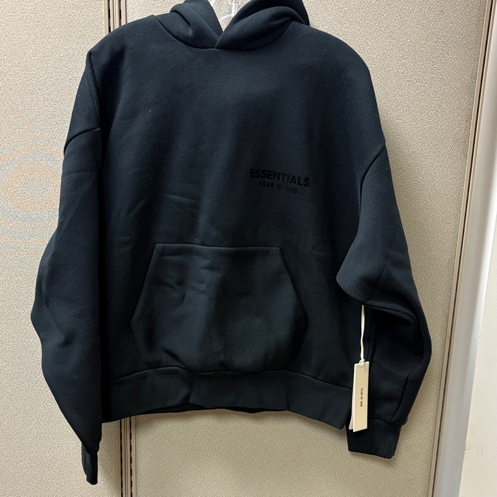Essentials Black Classic Hoodie for Men